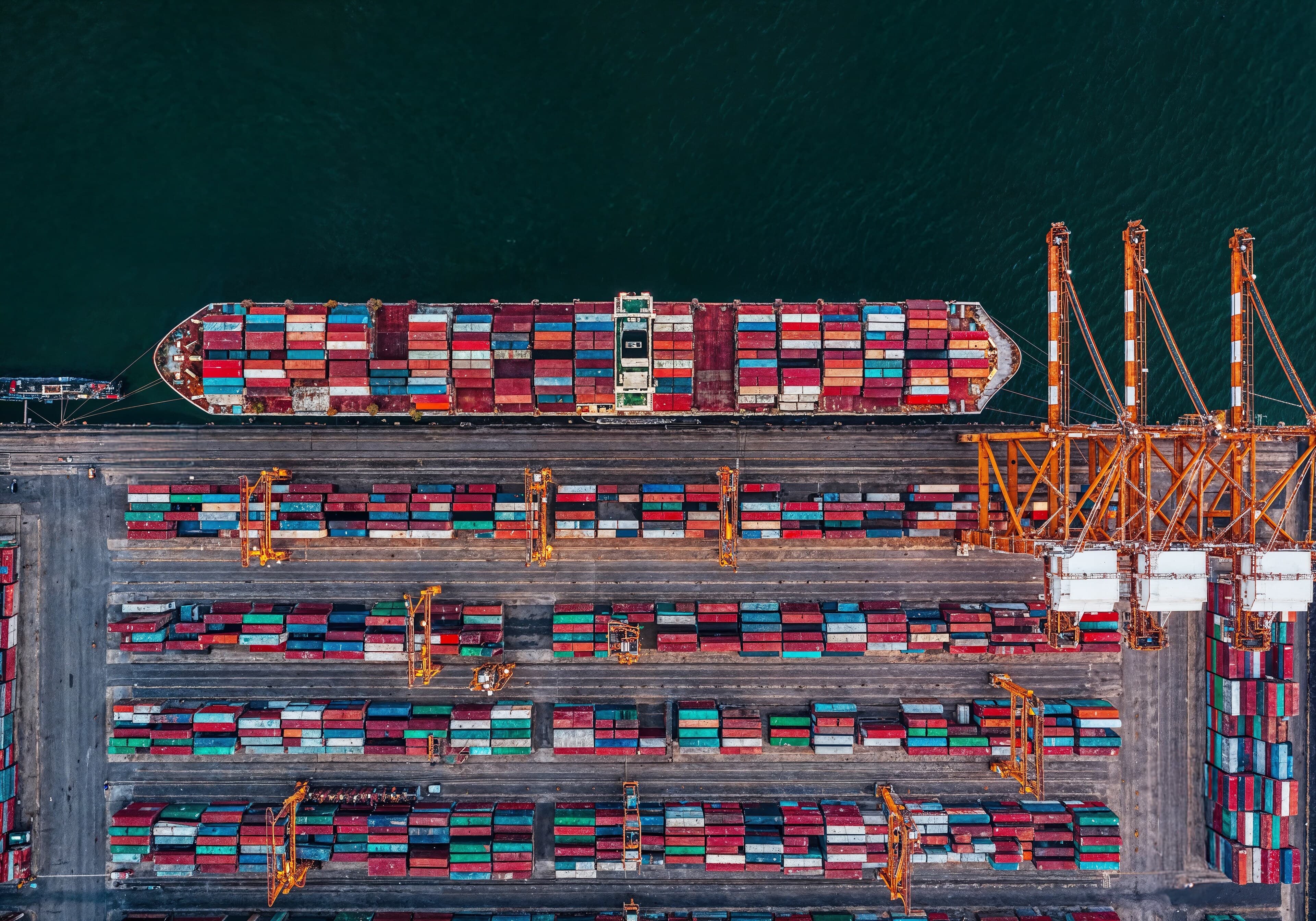 International freight containers at a logistics port